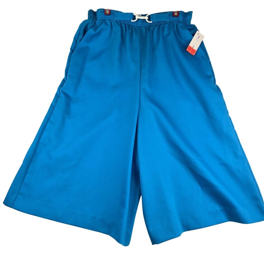 Vintage Pykettes Culotte Pants Size 8 Blue Deadstock USA Wide Leg Minimalist 80s